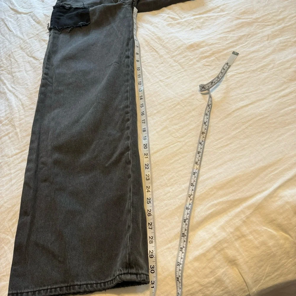 BDG Size 25W 32L Wide Leg Puddle 100% Cotton High Rise Black Patchwork Jeans - Picture 10 of 14